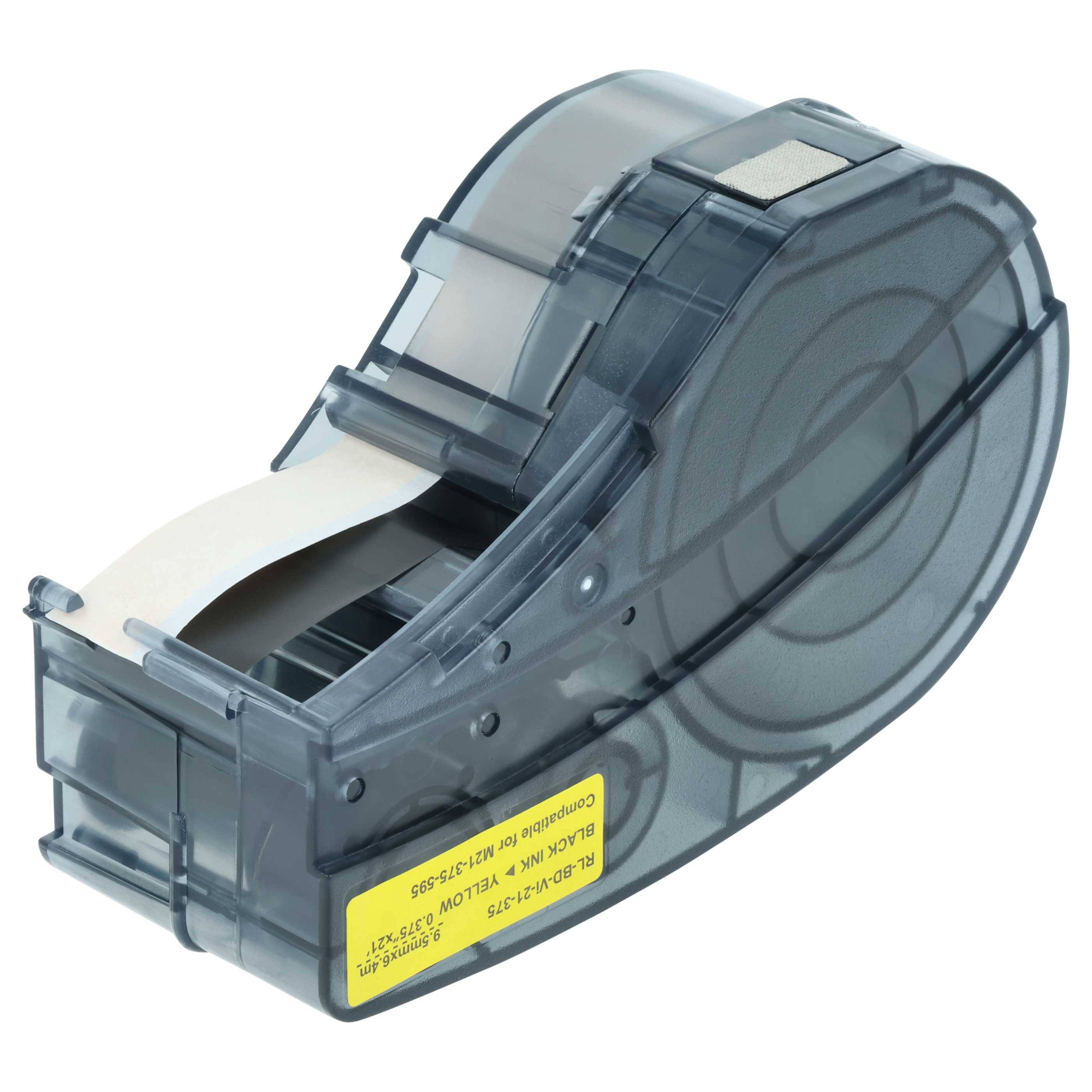 vhbw Schriftband-Kassette kompatibel mit Brady M210 | M210-LAB, M211 Etiketten-Drucker 6,4m x 9,53mm Schwarz auf Gelb, Vinyl