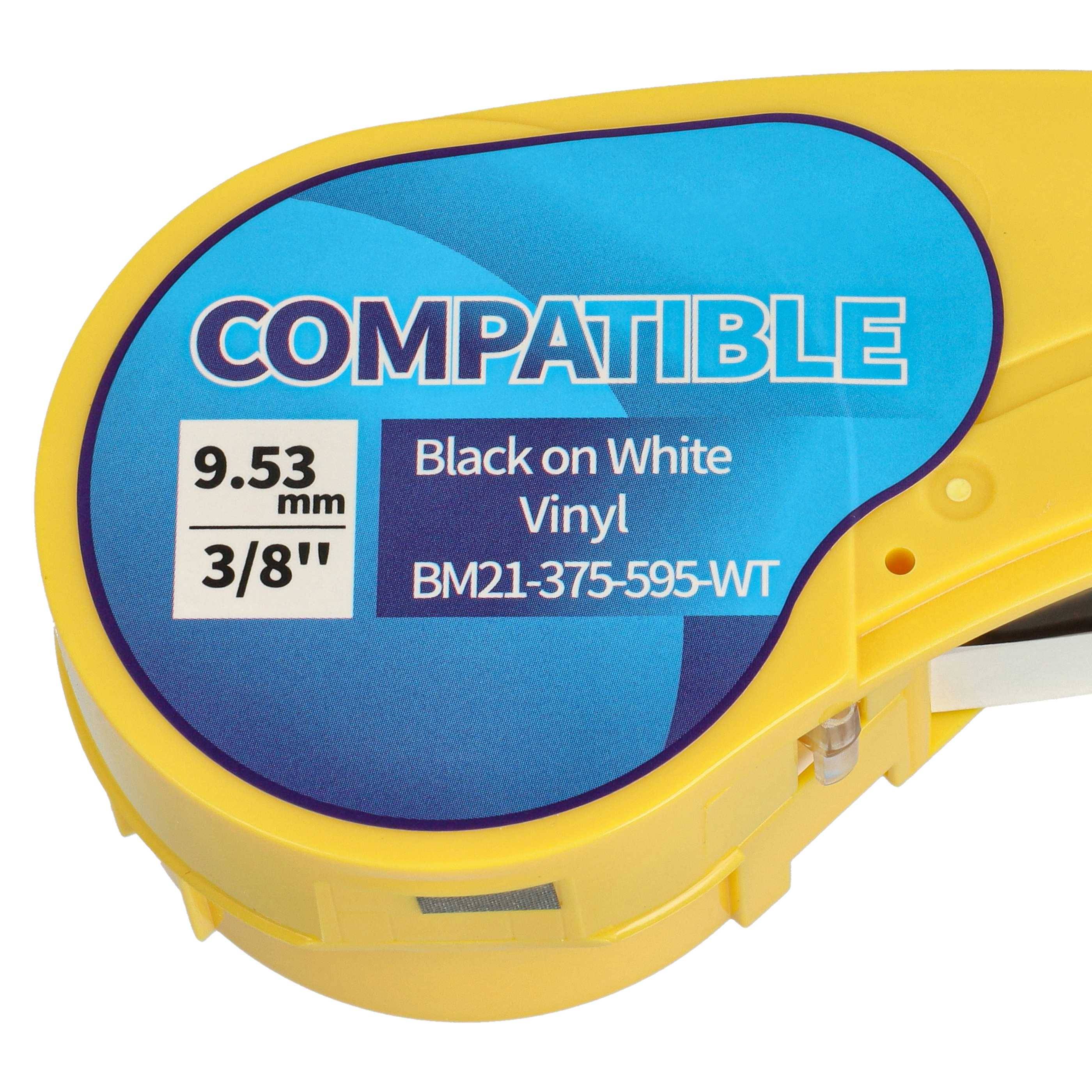 vhbw 5x Schriftband-Kassette kompatibel mit Brady BMP21-LAB, BMP21-PLUS, ID PAL, BMP21 Etiketten-Drucker 6,4m x 9,35mm Schwarz auf Weiß, Vinyl