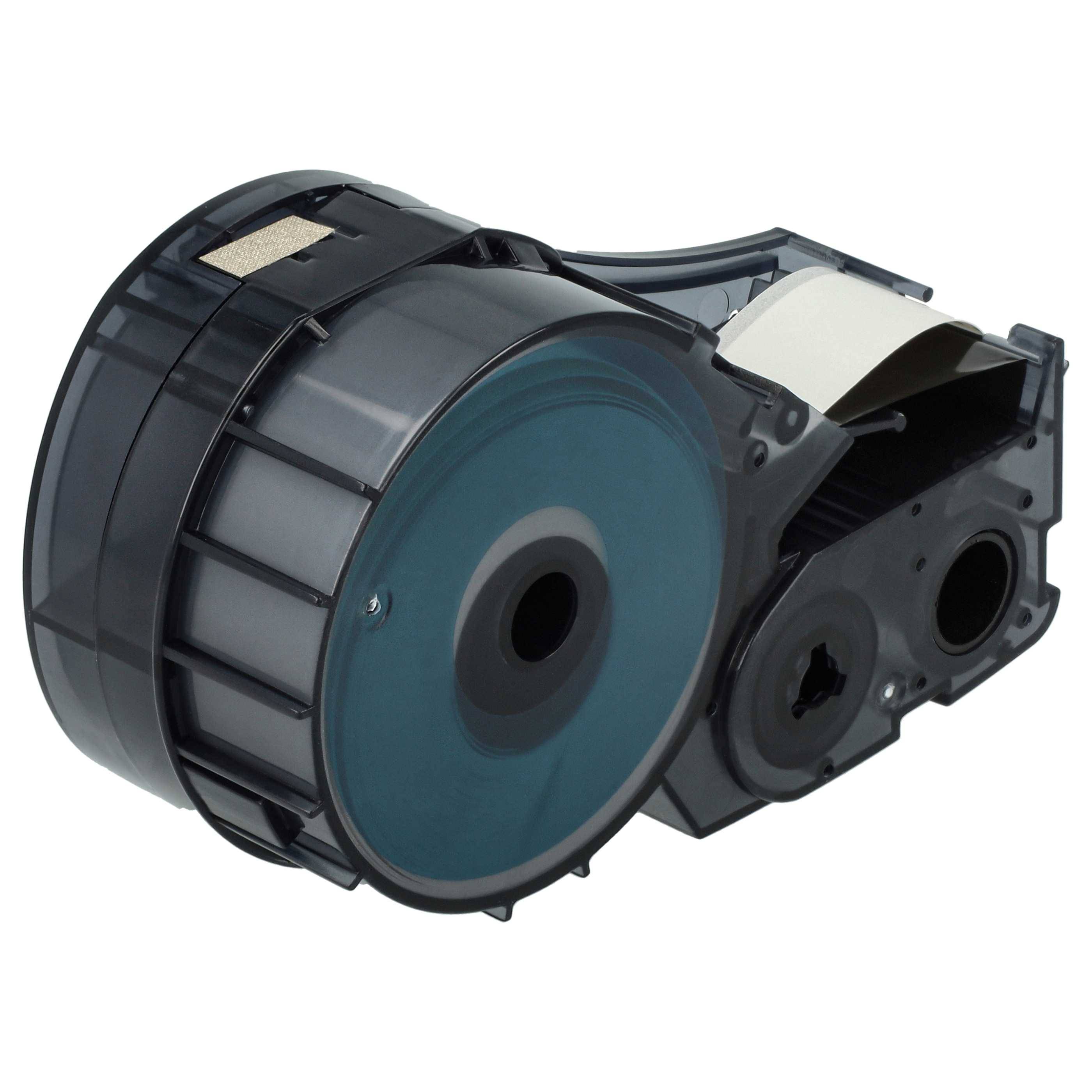 vhbw Schriftband-Kassette kompatibel mit Brady BMP21-LAB, IDPAL, M210, LABPAL, BMP21 Plus Etiketten-Drucker 6,4m x 12,7mm Schwarz auf Weiß, Vinyl