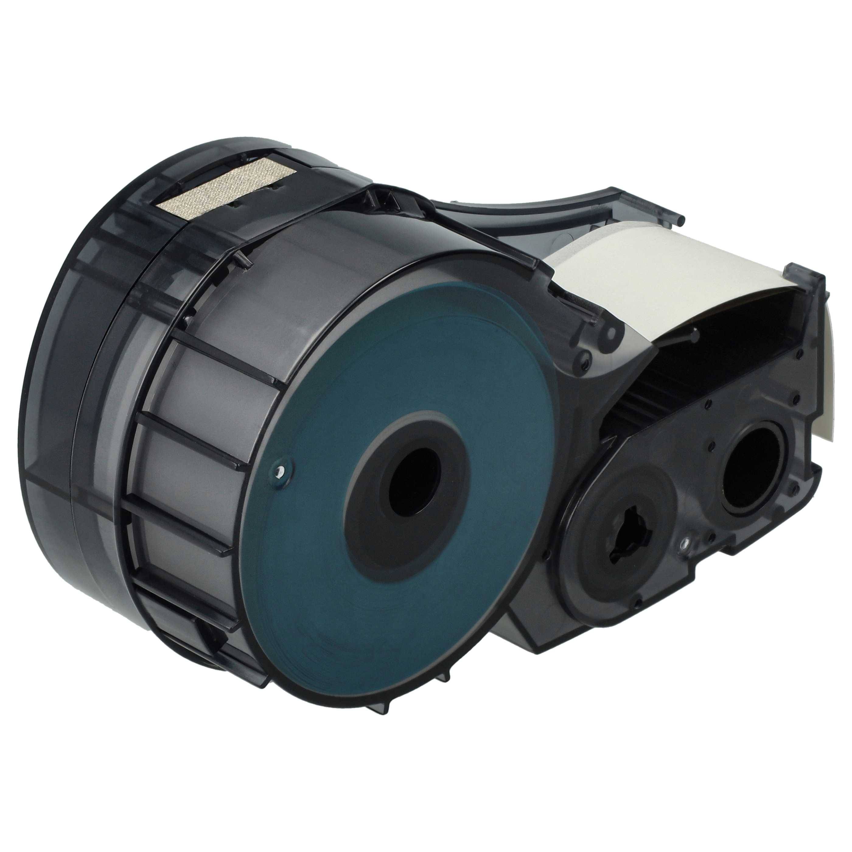 vhbw Schriftband-Kassette kompatibel mit Brady BMP21-LAB, IDPAL, M210, LABPAL, BMP21 Plus Etiketten-Drucker 6,4m x 19,05mm Schwarz auf Weiß, Vinyl
