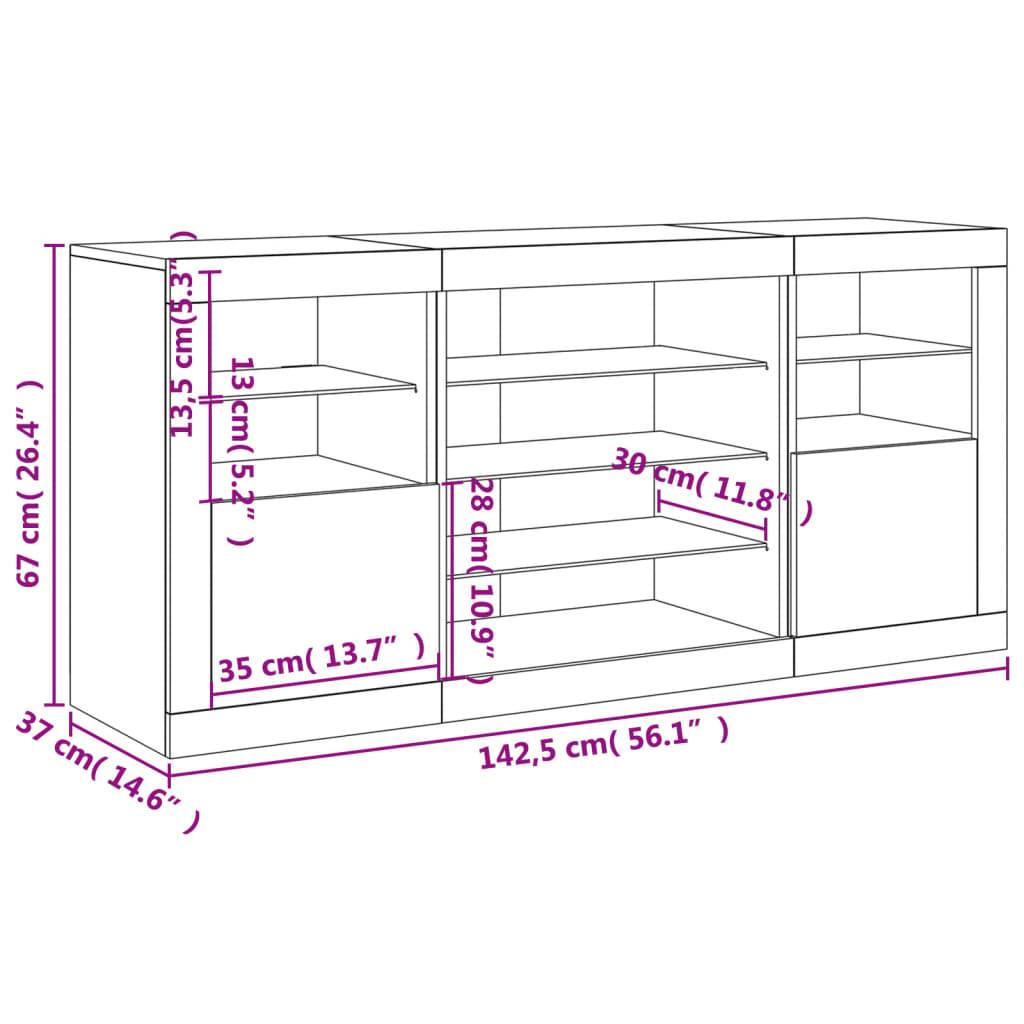 vidaXL Sideboard mit LED-Leuchten Weiß 142,5x37x67 cm