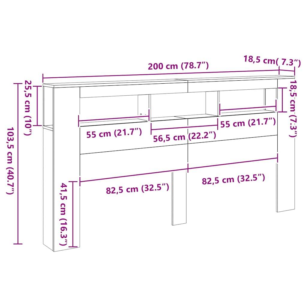 vidaXL LED-Kopfteil Weiß 200x18,5x103,5 cm Holzwerkstoff