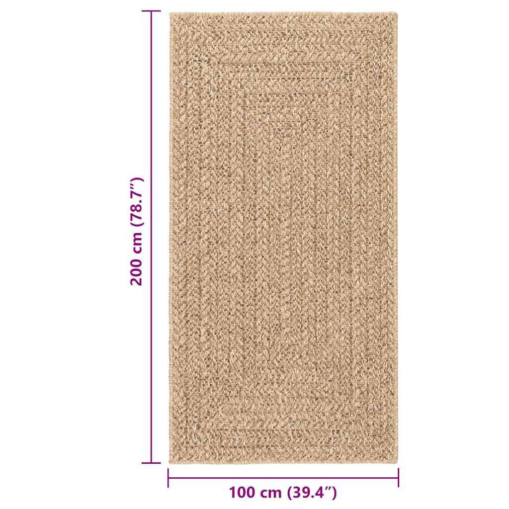 vidaXL Teppich ZIZUR Beige 80x250 cm Jute-Optik Indoor und Outdoor