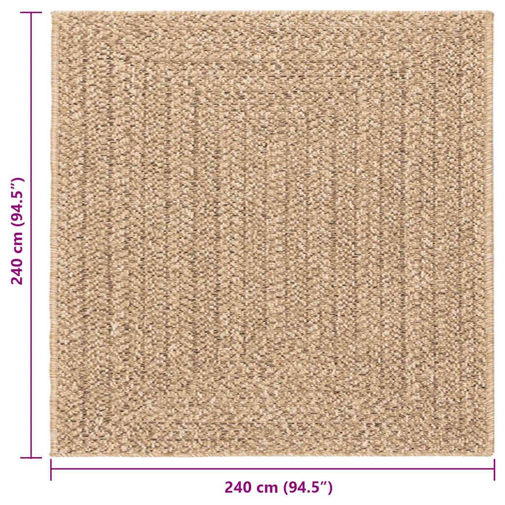 vidaXL Teppich ZIZUR 240x240 cm Jute-Optik Indoor und Outdoor