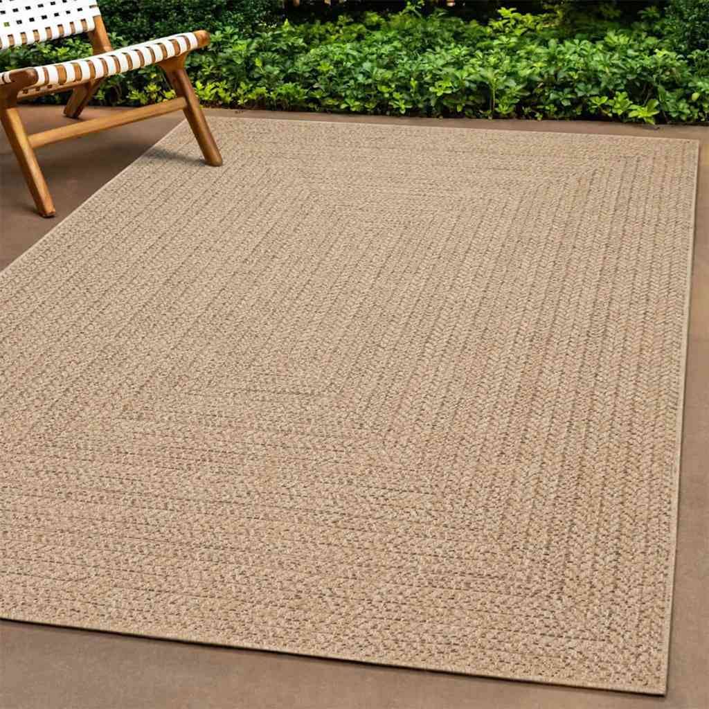 vidaXL Teppich ZIZUR Beige 80x250 cm Jute-Optik Indoor und Outdoor