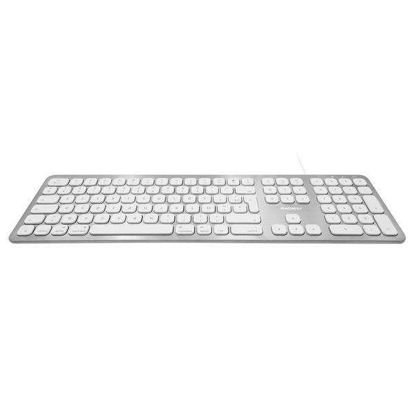 Macally WKEYHUBMB-FR, erweiterte Mac-Tastatur mit Ziffernblock, 2 USB Ports und französischem AZERTY Layout, USB-A, Alu-Design