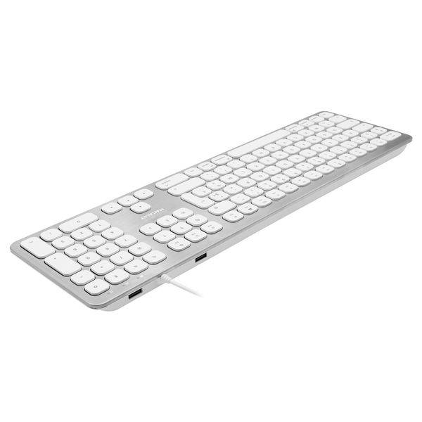 Macally WKEYHUBMB-FR, erweiterte Mac-Tastatur mit Ziffernblock, 2 USB Ports und französischem AZERTY Layout, USB-A, Alu-Design
