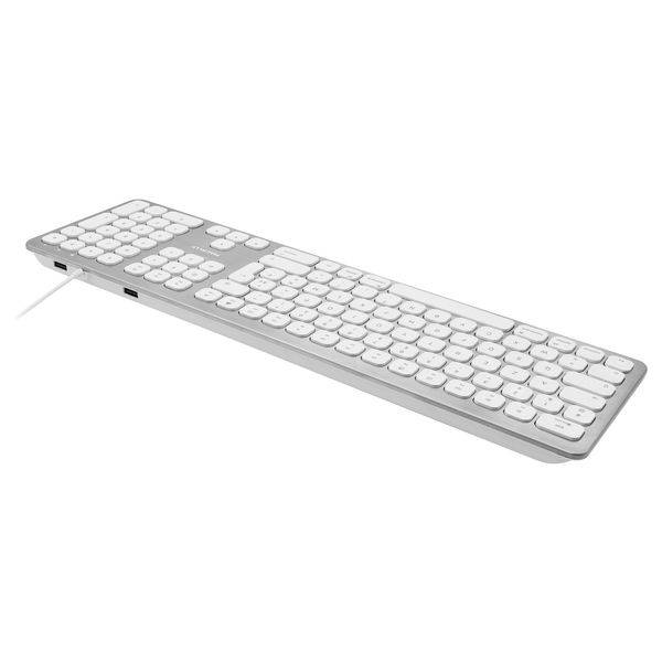 Macally WKEYHUBMB-FR, erweiterte Mac-Tastatur mit Ziffernblock, 2 USB Ports und französischem AZERTY Layout, USB-A, Alu-Design