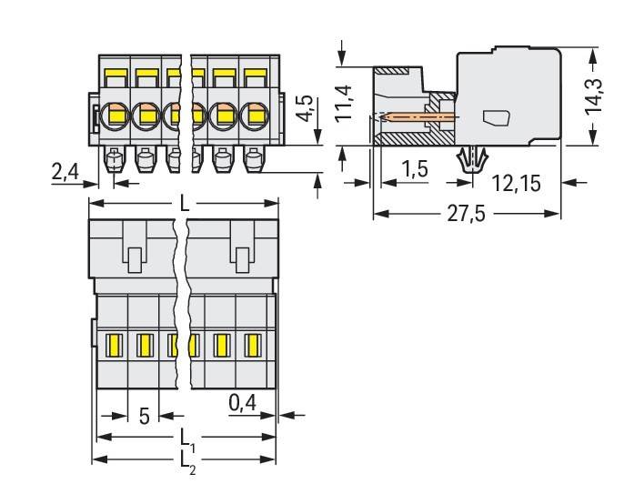 WAGO GmbH & Co. KG Stiftleiste mit Rastfüßen 721-602/018-000