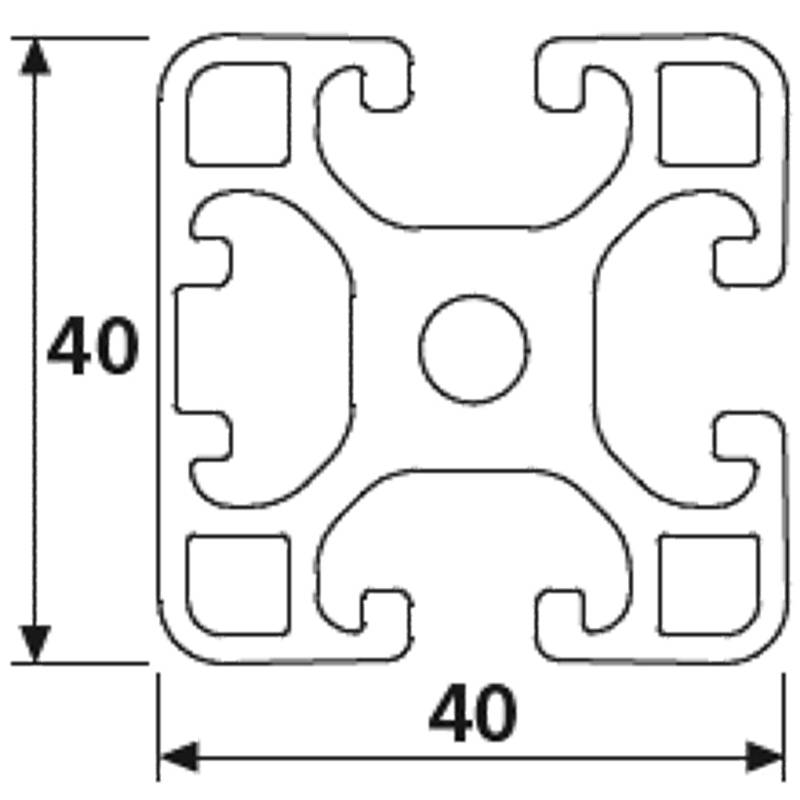 Design-Aluminiumprofil 40x40L 1 Nut verdeckt I-Typ Nut 8 (leicht), silber eloxiert. Aluminium Profil 40x40 Alu Profil 40 x 40 Systemprofil 1950mm