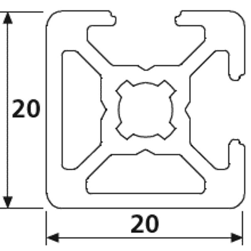 Design-Aluminiumprofil 20x20L 2 Nuten verdeckt 90 Grad B-Typ Nut 6 (leicht), silber eloxiert. Aluminium Profil 20x20 Alu Profil 20 x 20 520mm
