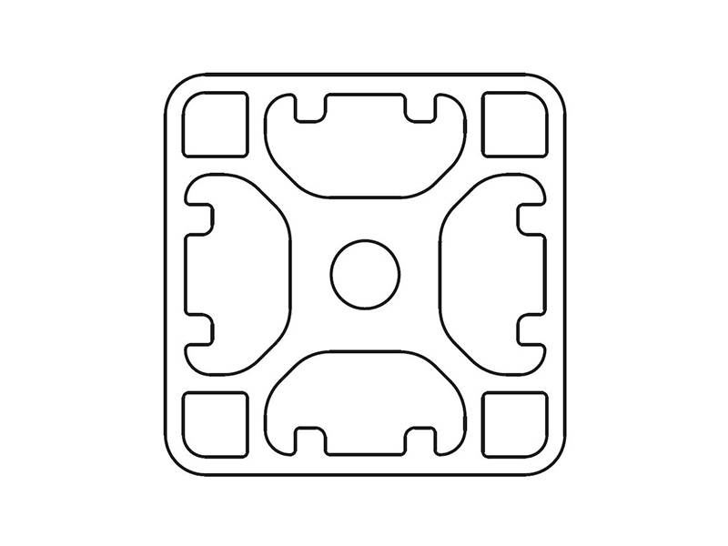 Design-Aluminiumprofil 40x40L 4 Nuten verdeckt I-Typ Nut 8 (leicht), silber eloxiert. Aluminium Profil 40x40 Alu Profil 40 x 40 Systemprofil 530mm