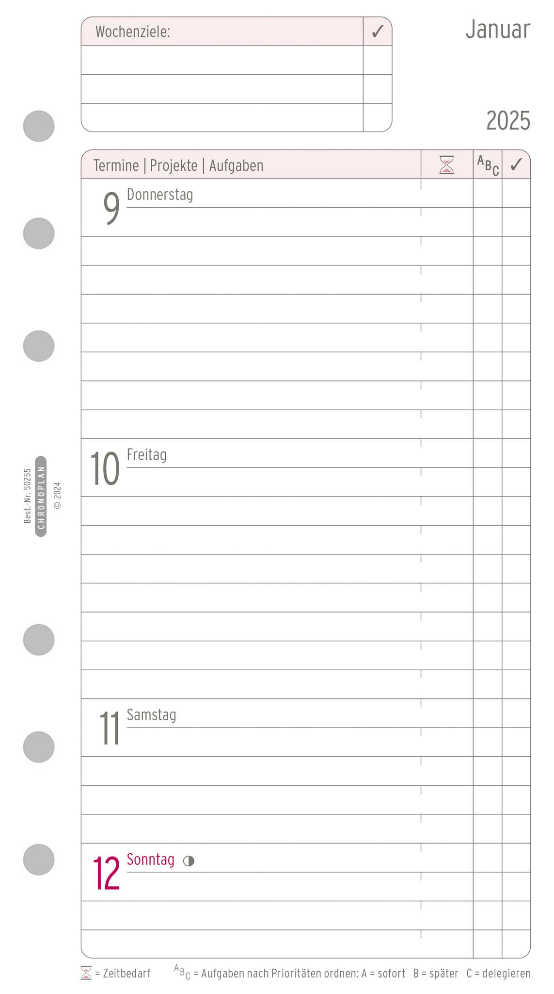 Wochenplan, Avery 50255