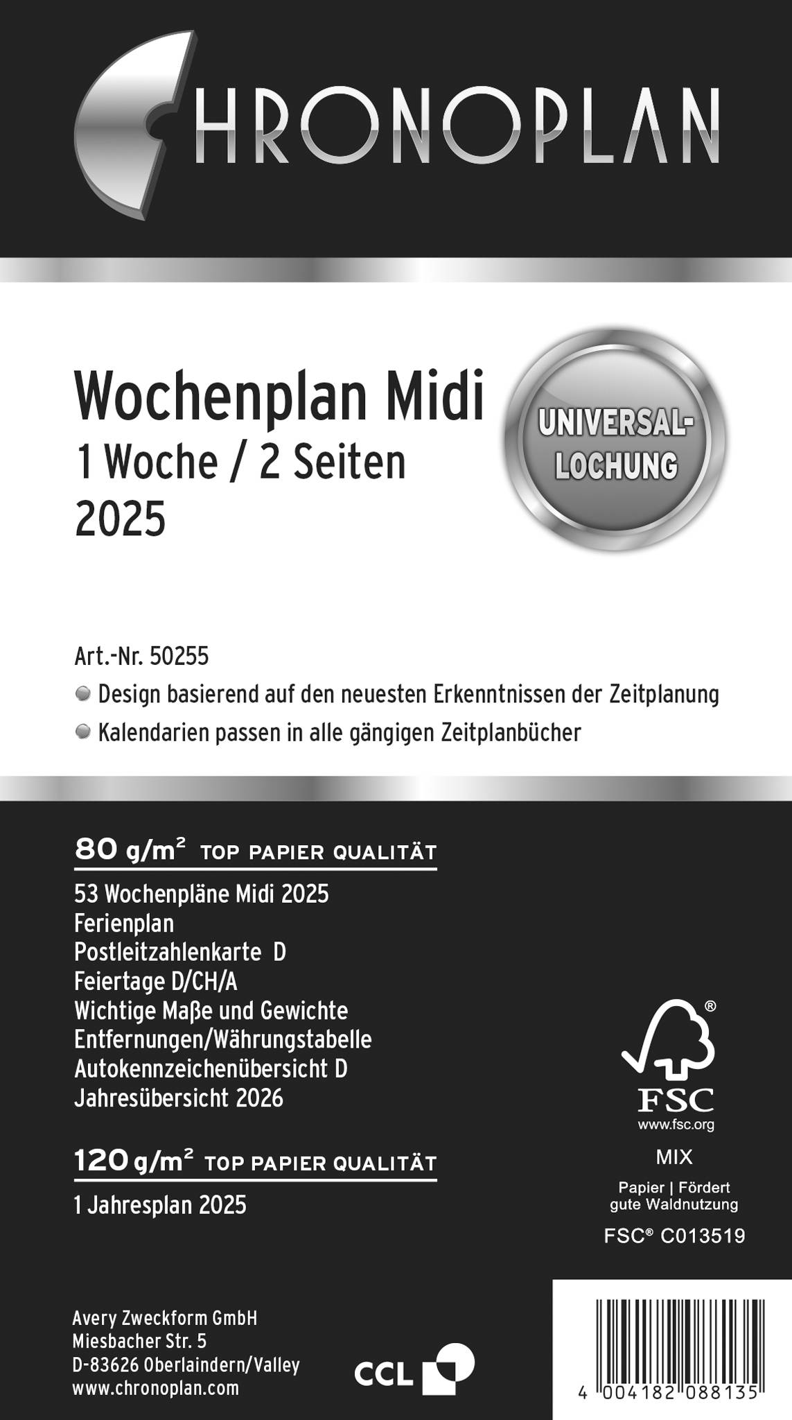 Wochenplan, Avery 50255