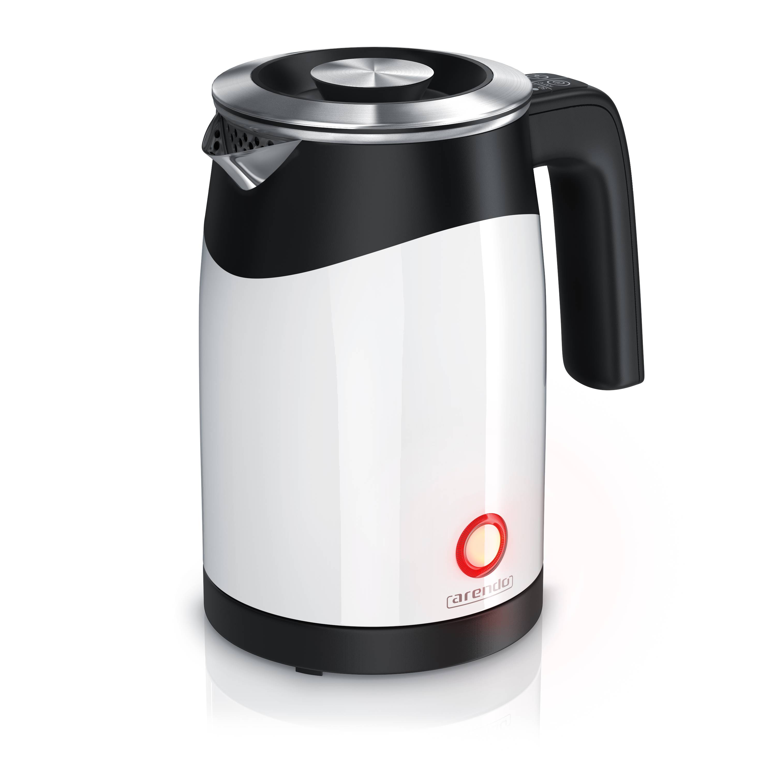 Arendo Wasserkocher 0,5 l, 1100 W, Edelstahl Reisewasserkocher, Temperaturwahl, weiß, Warmhaltefunktion, mit LED