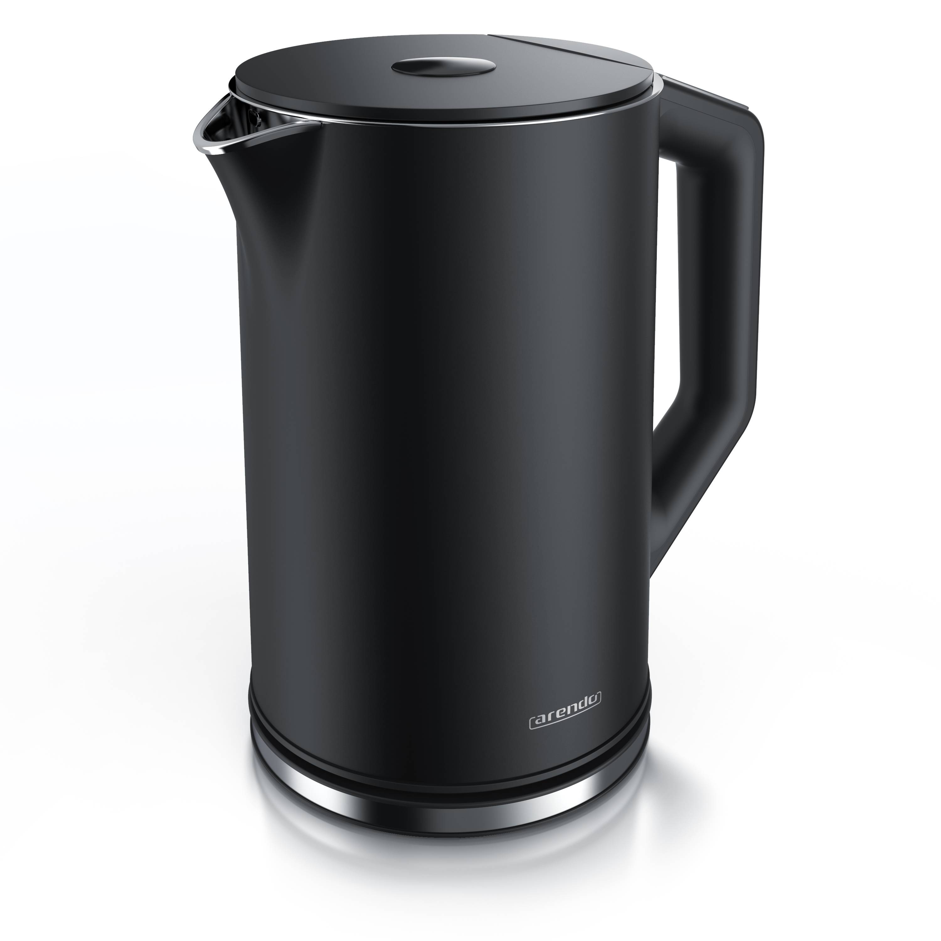 Arendo Wasserkocher, 1,5 Liter, 40-100 Grad Temperaturwahl, LED-Display, hochwetiger Edelstahl, Schwarz