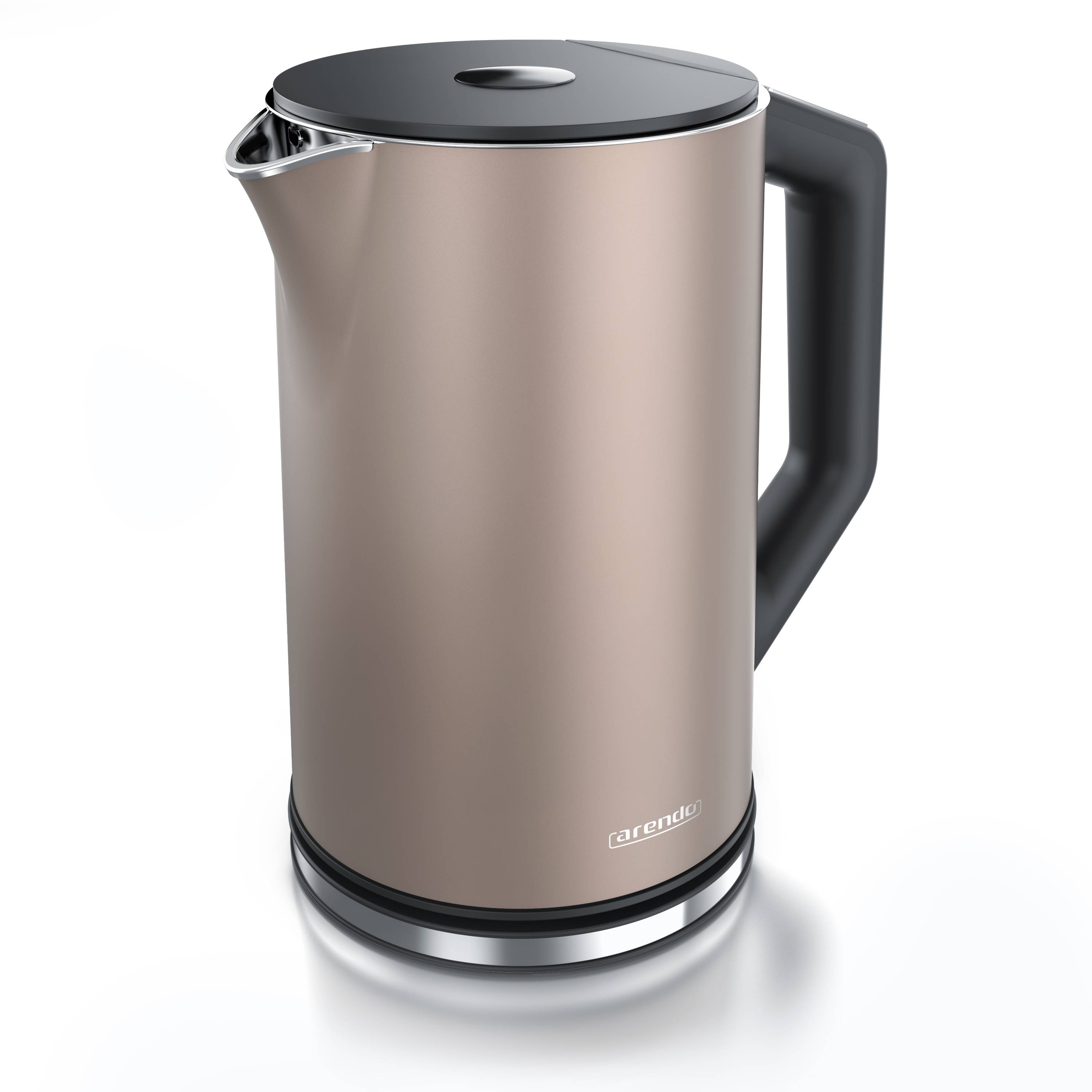 Arendo Wasserkocher 1,5 l 2200 W, Edelstahl, Doppelwand, Temperaturwahl 40-100°C mit Anzeige, beige, 13 Temperaturstufen