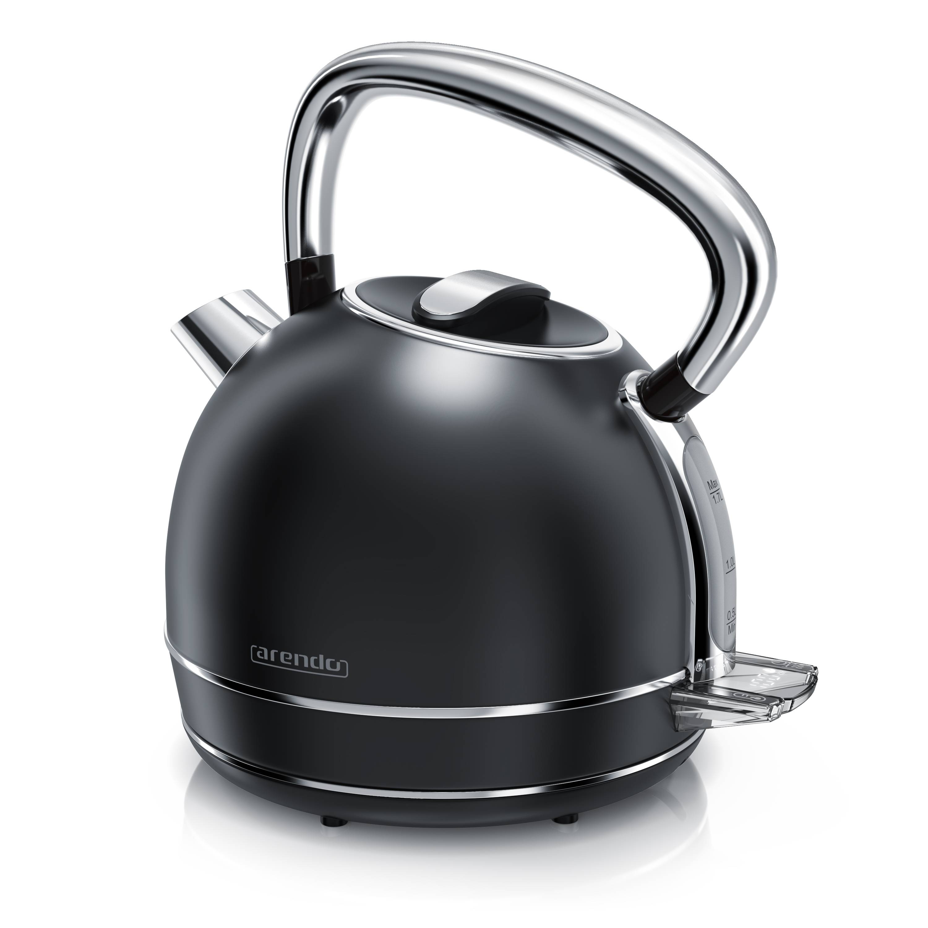 Arendo Wasserkocher mit Temperaturwahl, 1,7 l, 2200 W, Edelstahl Retro-Design, Überhitzungs- und Trockengehschutz