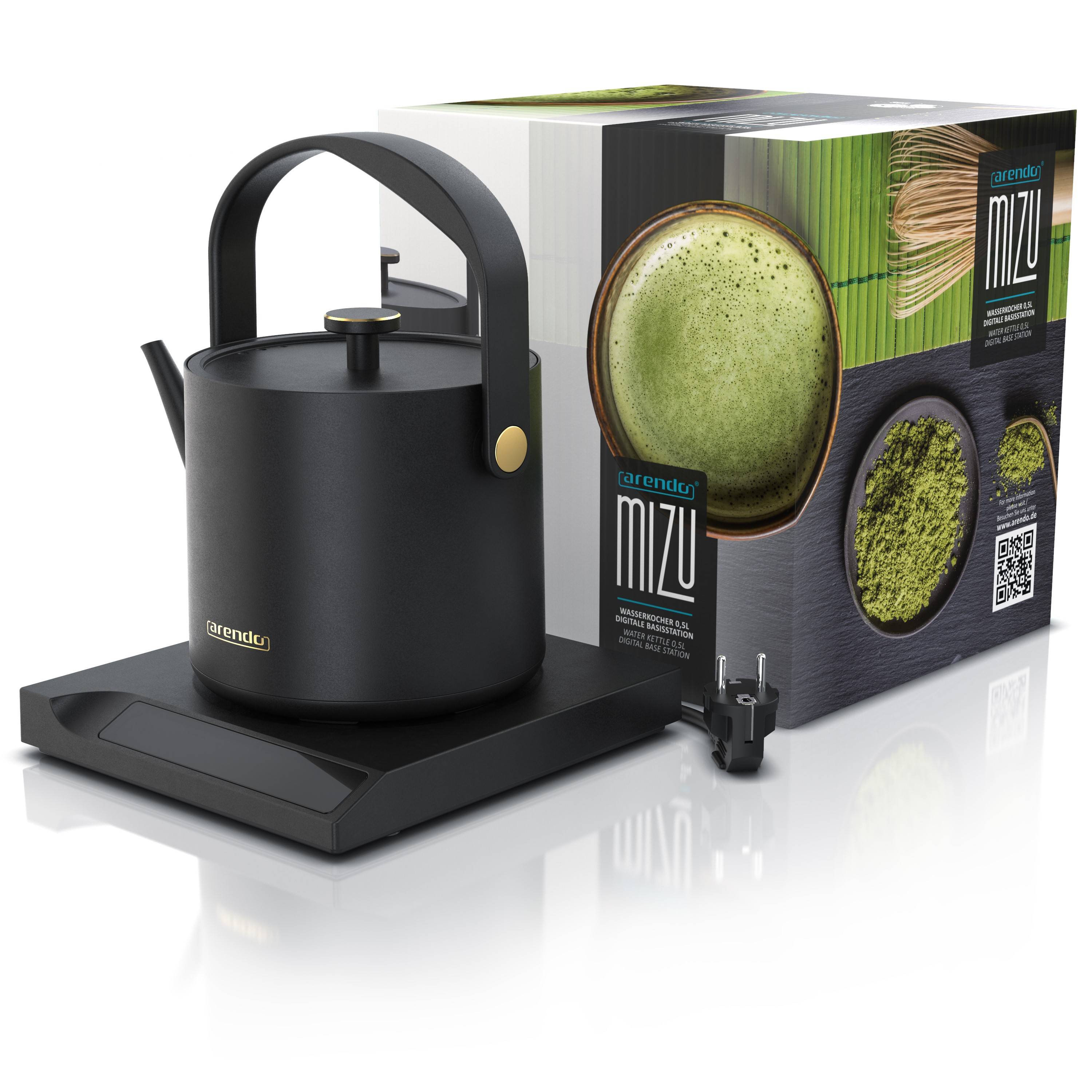 Arendo Wasserkocher, 0,5 l, 1000 W, Edelstahl, Warmhaltefunktion, Temperatureinstellung 40° - 100°