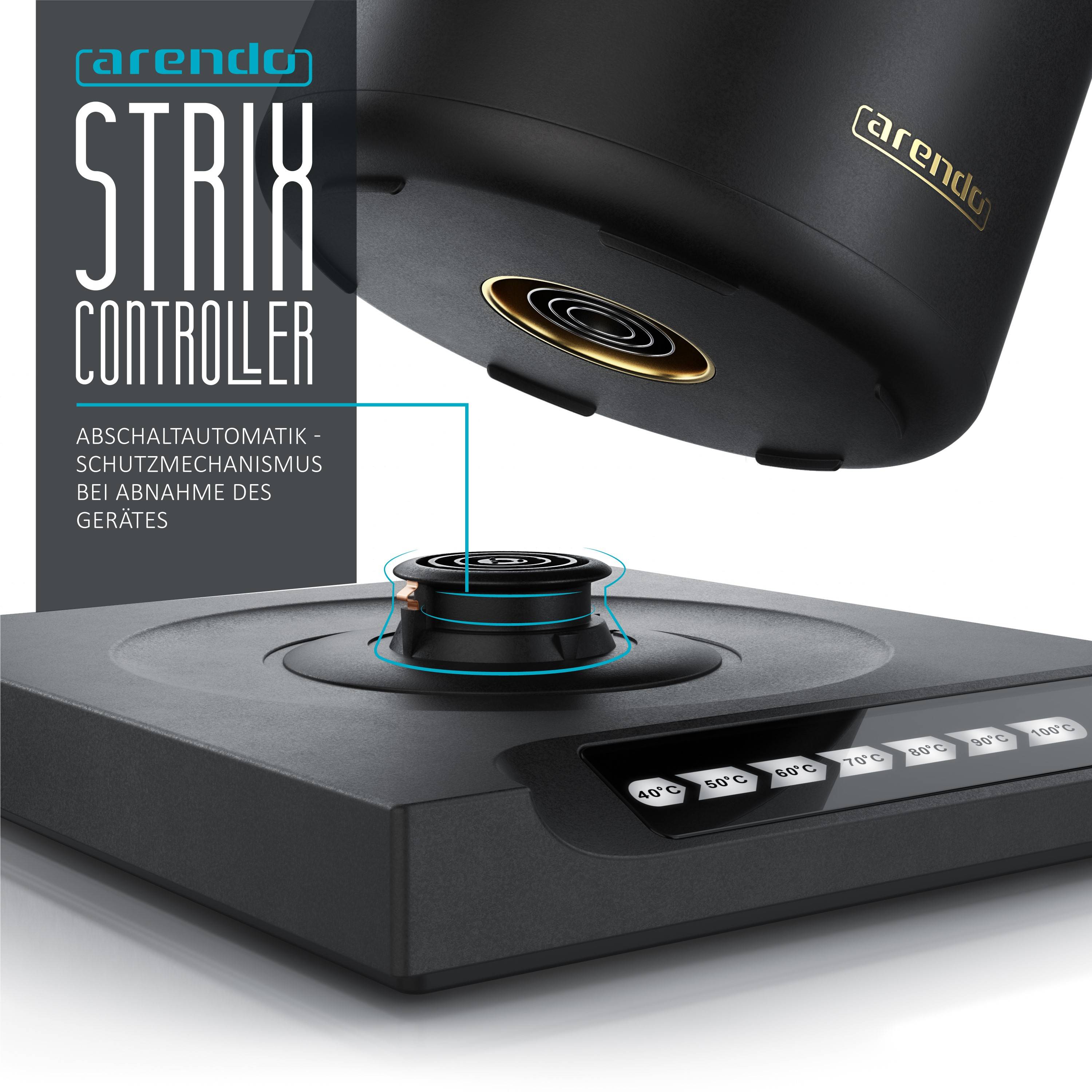 Arendo Wasserkocher, 0,5 l, 1000 W, Edelstahl, Warmhaltefunktion, Temperatureinstellung 40° - 100°