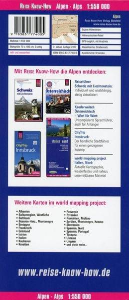 Reise Know-How Landkarte Alpen / Alps (1:550.000)