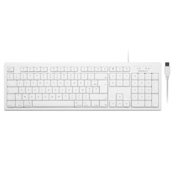 Macally QKEY-FR, erweiterte USB-A 105-Tasten-Tastatur mit Ziffernblock für Mac, französisches AZERTY-Layout