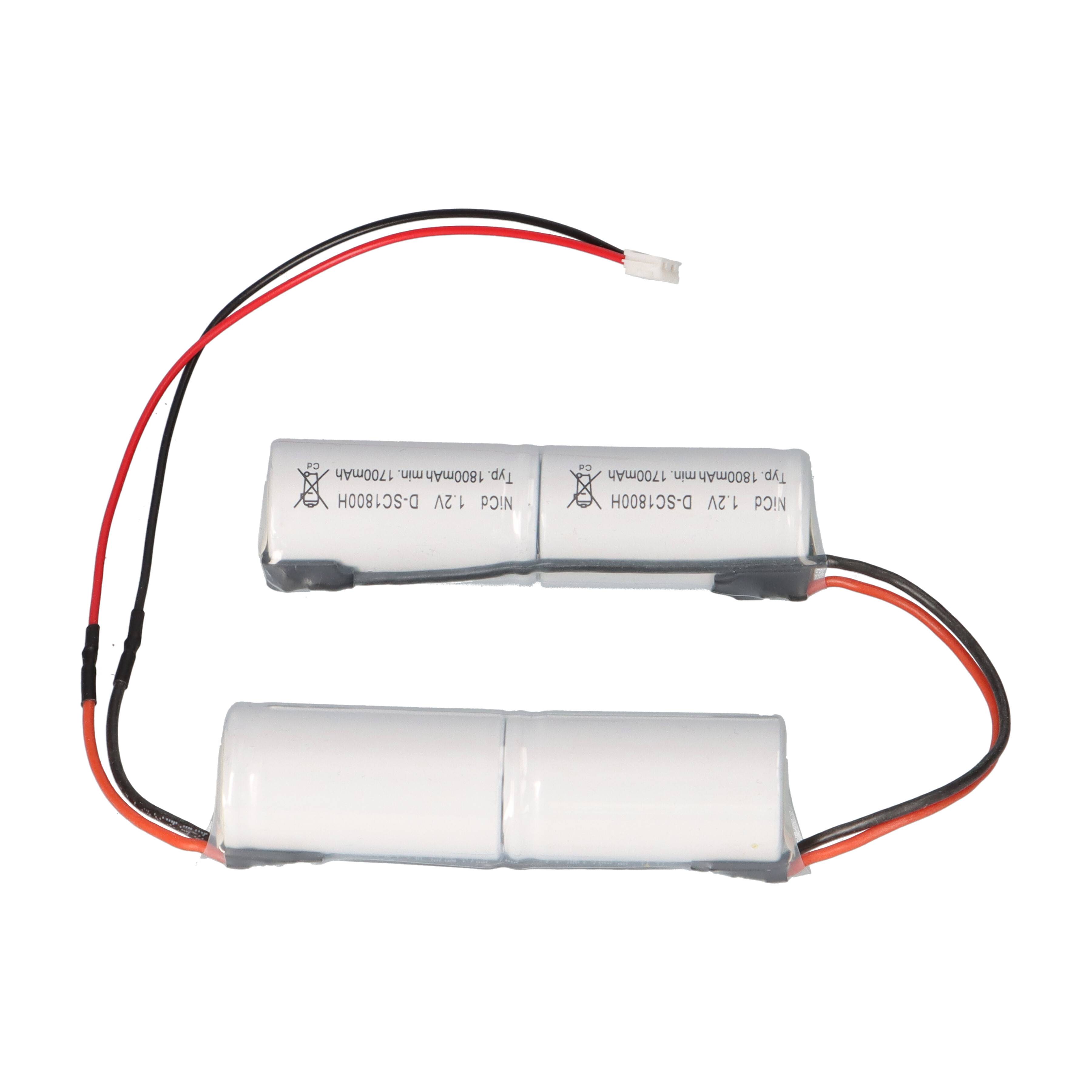 Akku 4,8V 1800mAh passend für ELUBAT 275 617 D-SC1800BTX4-JST/EH Notleuchten