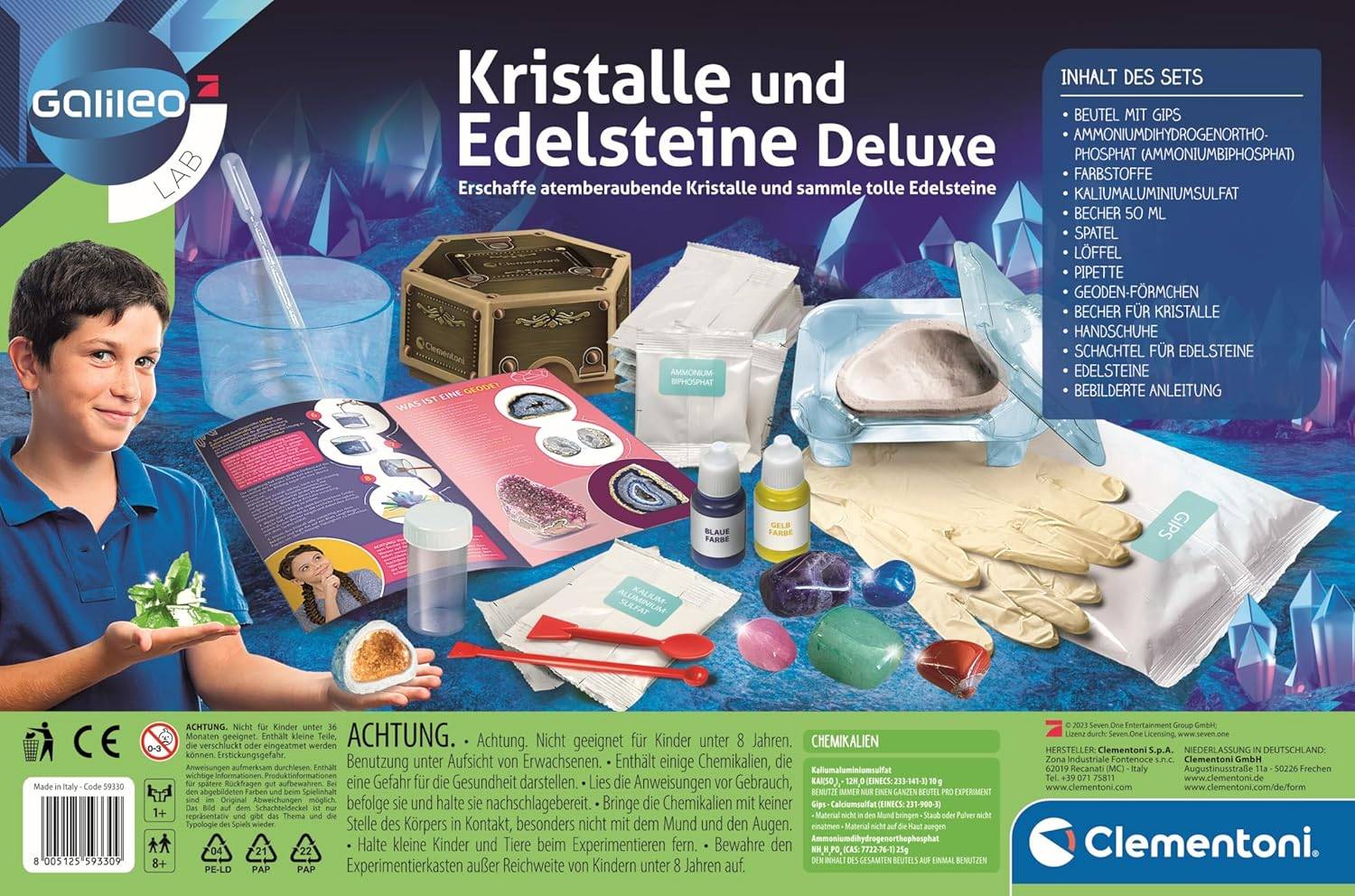 Clementoni 59330 - Galileo Lab Kristalle und Edelsteine züchten Deluxe-Edition