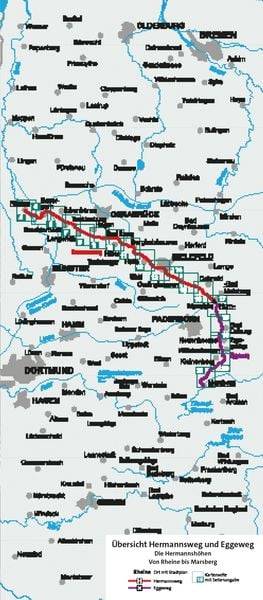 KOMPASS Wander-Tourenkarte Hermannsweg und Eggeweg, Die Hermannshöhen 1:50.000