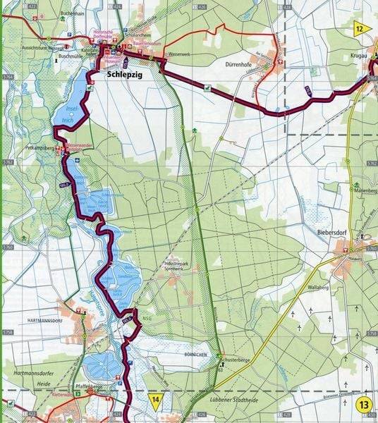 Gurkenradweg Spreewald 1 : 50 000