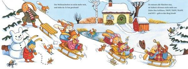 Wenn sieben weihnachtliche Hasen fröhlich um die Tanne rasen