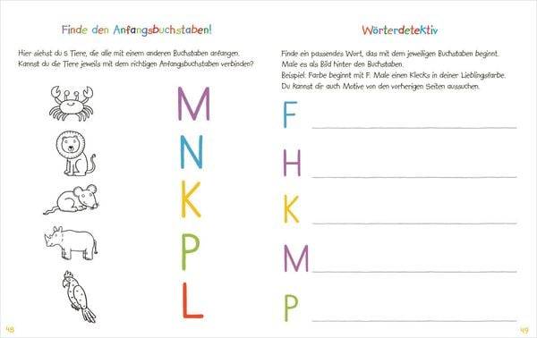 Mein kunterbuntes Buch der Buchstaben und Zahlen. Spielerisch das Alphabet und die Zahlen von 1 bis 20 lernen. Für Vorschulkinder ab 5 Jahren