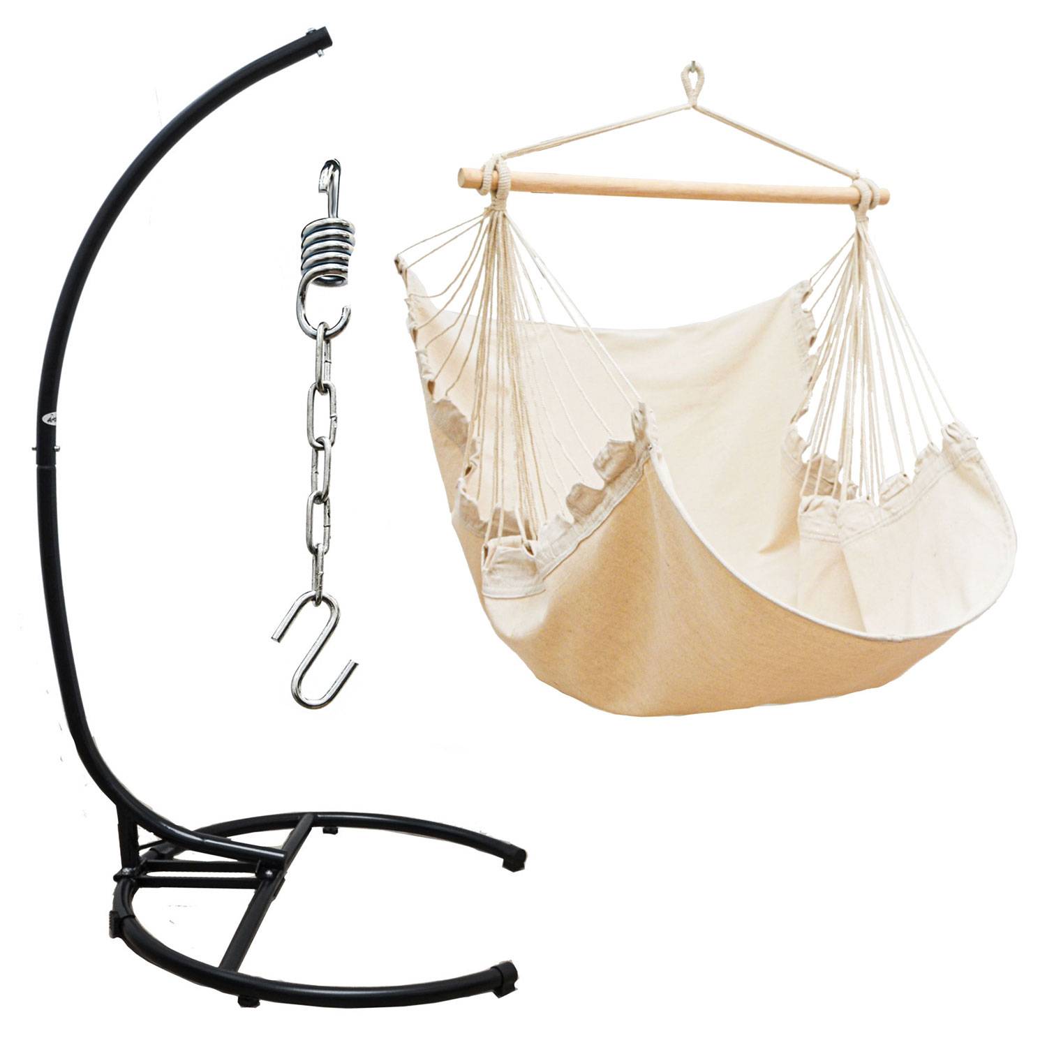 XL Hängesessel mit Gestell Outdoor - 210cm Hängestuhl Ständer mit Relaxsessel