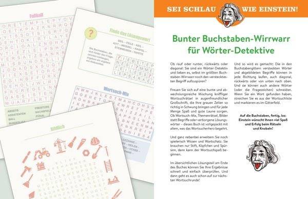 Sei schlau wie Einstein! - Wortsuchrätsel in Großschrift