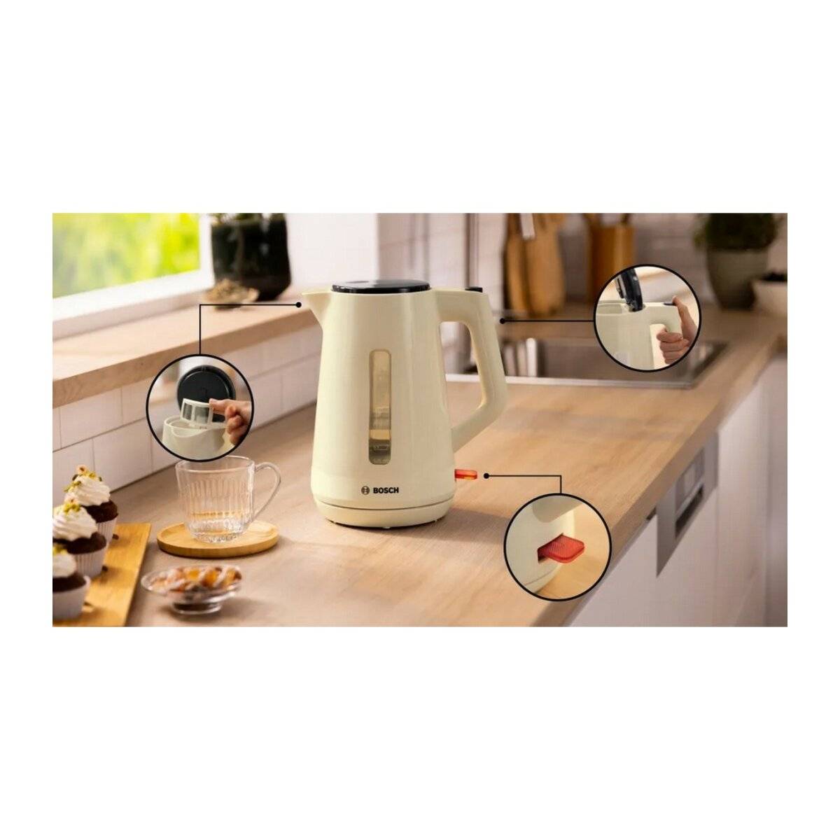 Leistungsstarker Wasserkocher mit 2400 Watt und 1,7 Liter Kapazität für schnelles Erhitzen