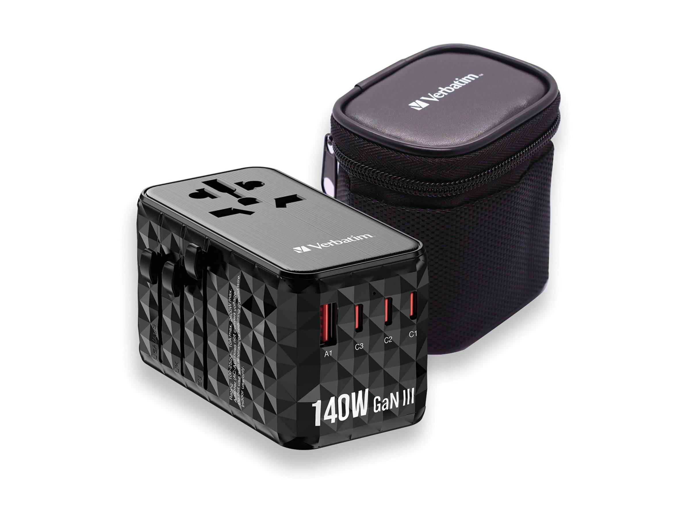 Verbatim UTA-10 - Netzteil - GaN III, Universal - 140 Watt - 10 A - Power Delivery 3.1, PD/PPS, QC 3.0, QC 4+, Apple Fas