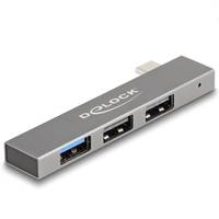 DELOCK - 3 Port Slim USB Hub mit Type-C zu 1 x 10 Gbps Typ-A+ 2 2.0