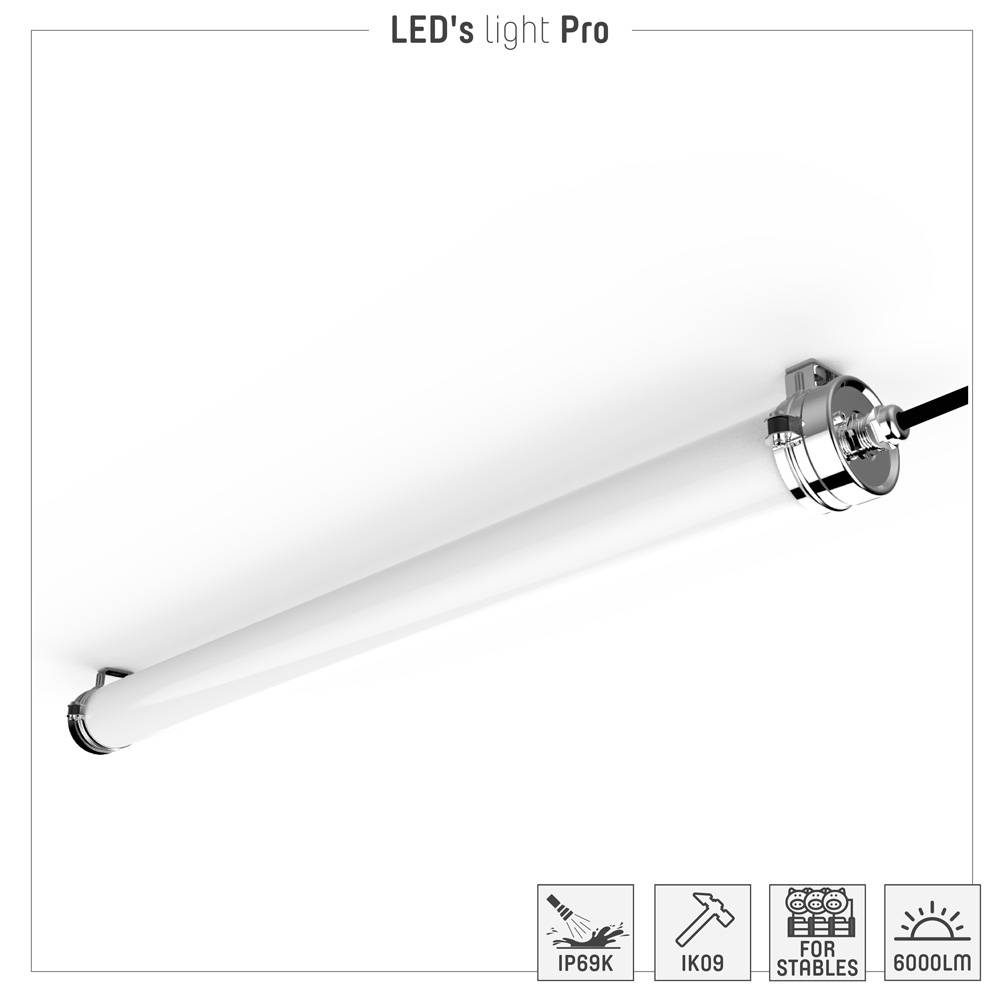 LED's light PRO LED-Röhrenleuchte 150cm 40 W kaltweiß IP69K Ammoniakbeständig für Tierhaltung DLG-geprüft