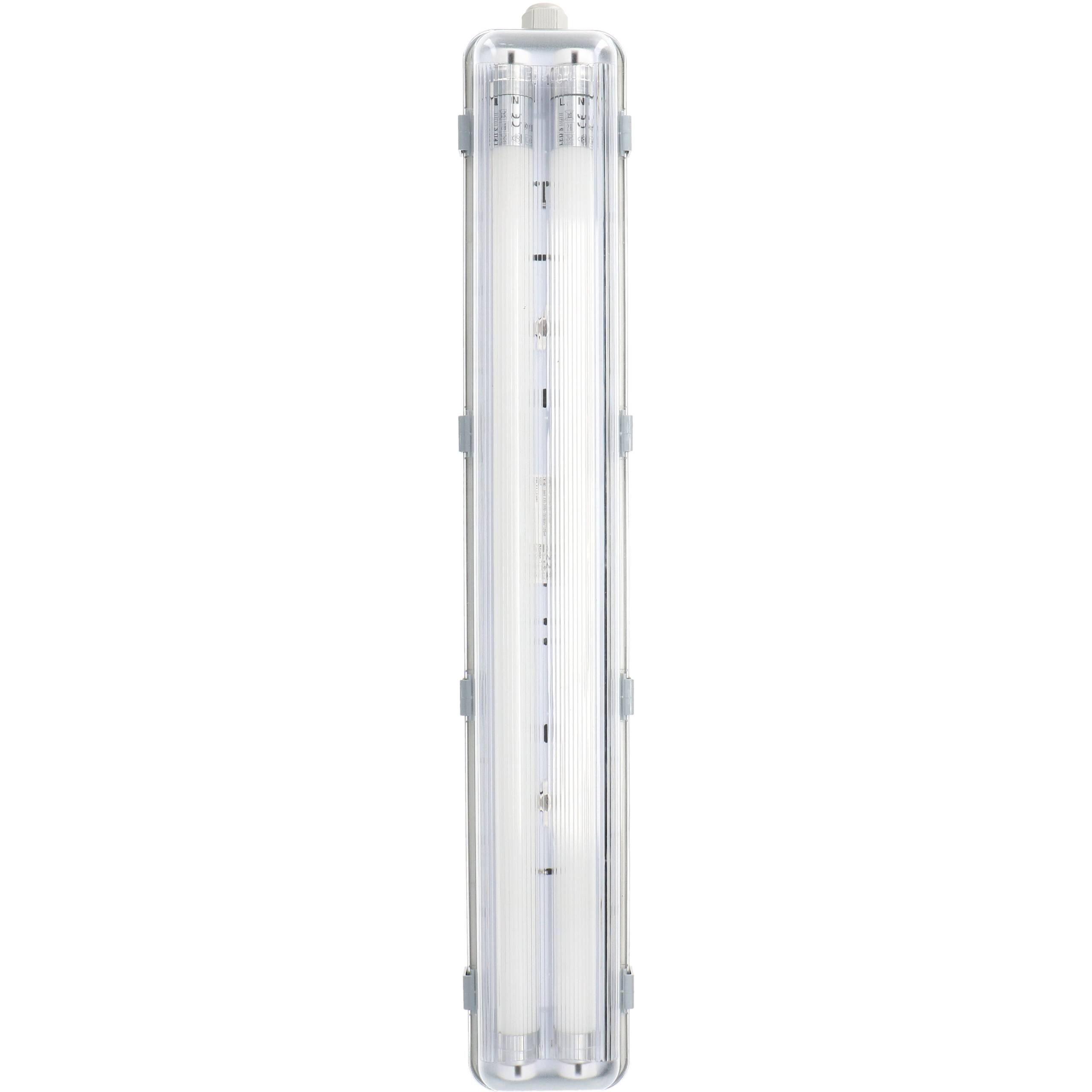 LED's light Feuchtraumleuchte mit LED-Röhren 60 cm 2x 7,5W neutralweiß IP65 G13