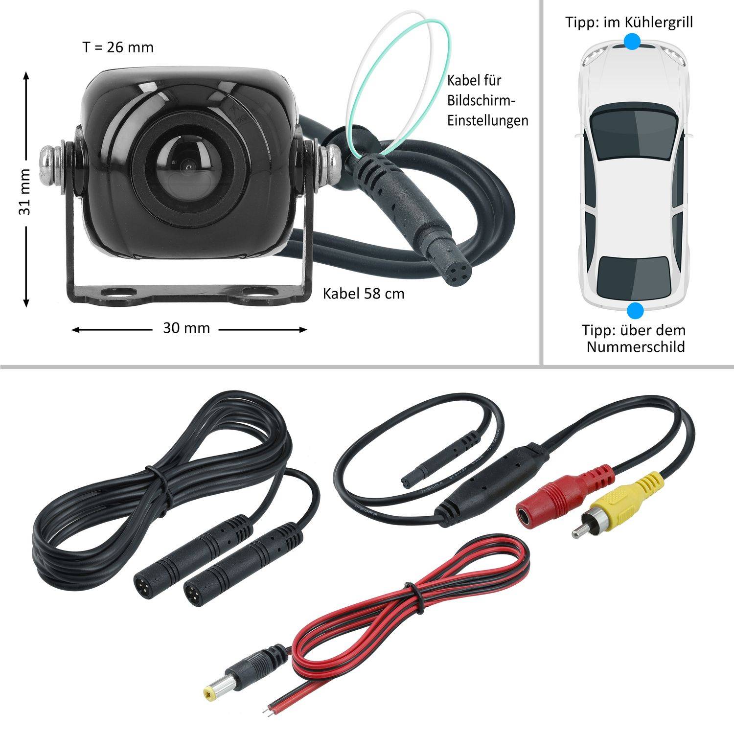 VSG24 Rückfahrkamera MAXX | Mini Kamera 3x3 cm PKW RV-23141