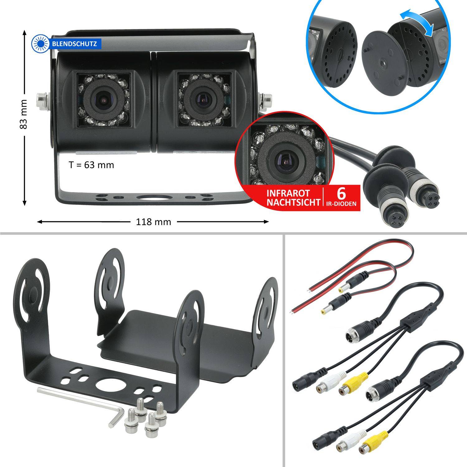 VSG24 Rückfahrkamera ADVANCED | Doppellinsen Kamera 90/120 RV-23161