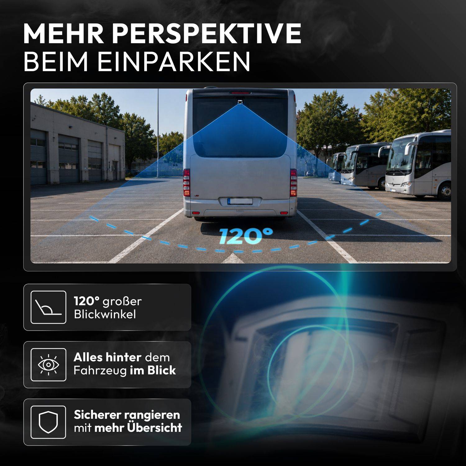 VSG24 Rückfahrkamera PROFI HD | Stoßfest & Erschütterungsresistent HD-1080P Auflösung IP69K RV-23563