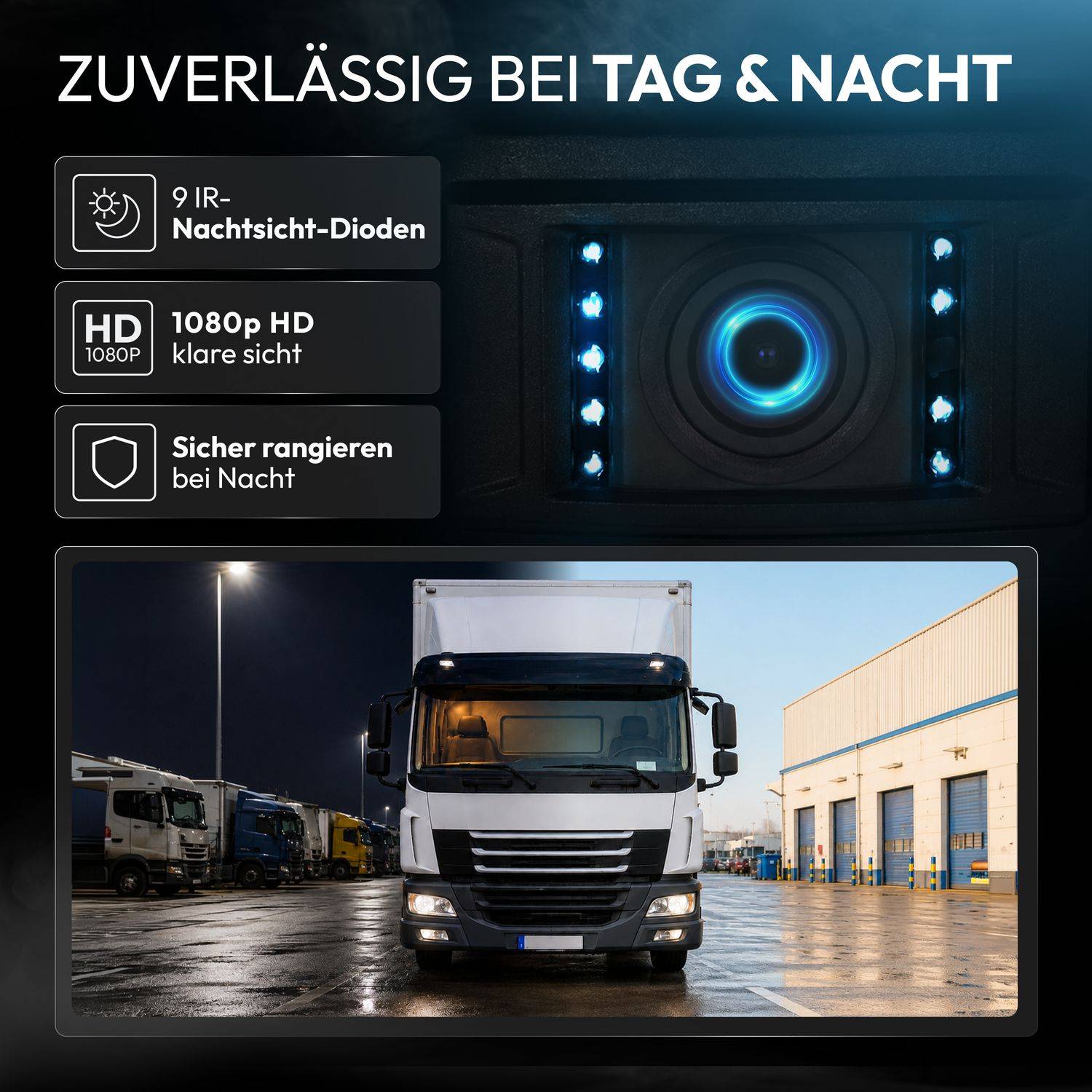 VSG24 Rückfahrkamera PROFI HD | Stoßfest & Erschütterungsresistent HD-1080P Auflösung IP69K RV-23563