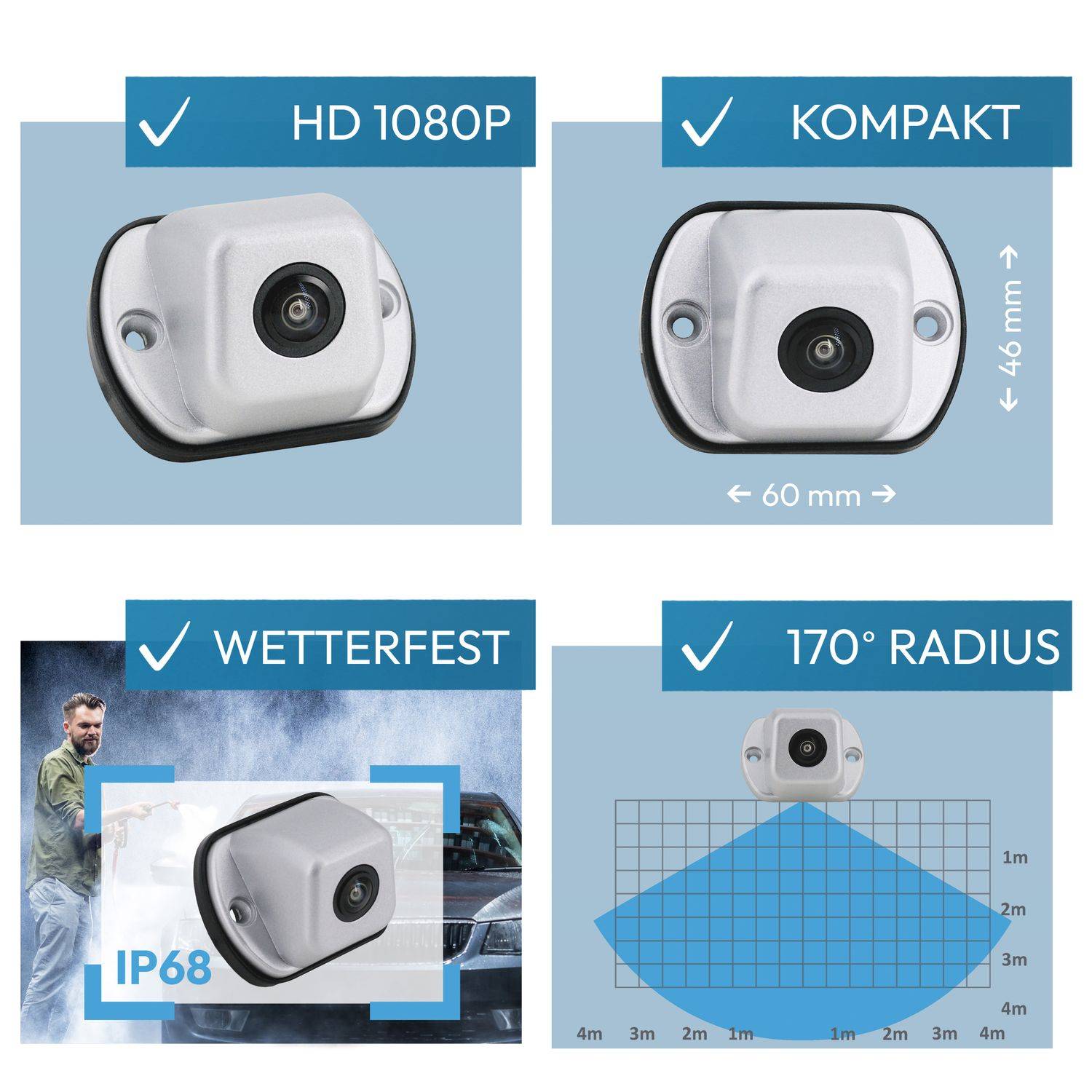 VSG24 Rückfahrkamera NAVIGATOR HD | HD 1080P | 170° | Nummernschild- oder Seitenkamera