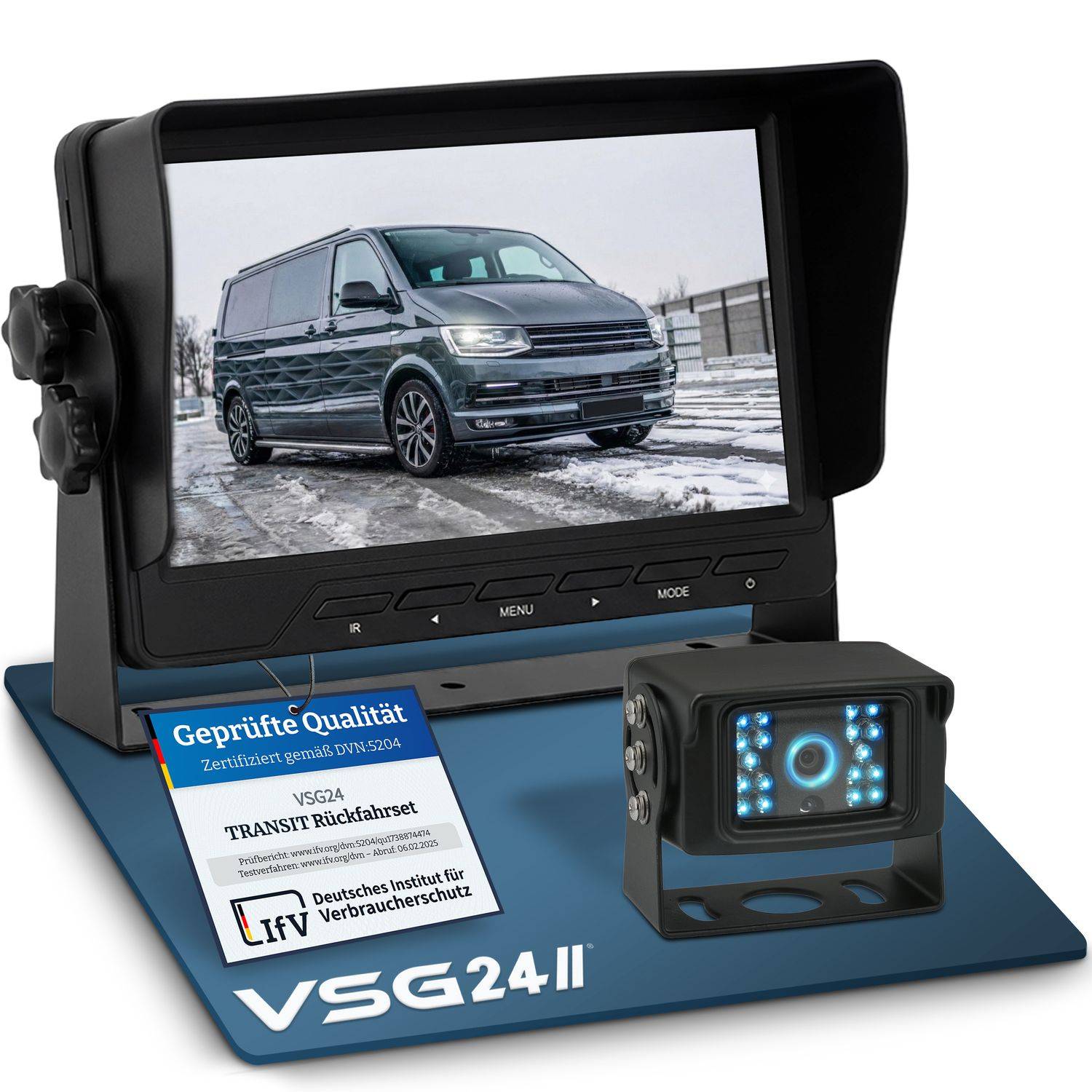 VSG24 7" Rückfahrkamera Set TRANSIT | Schwerlast-Kamera 120° schwarz RVS-24113