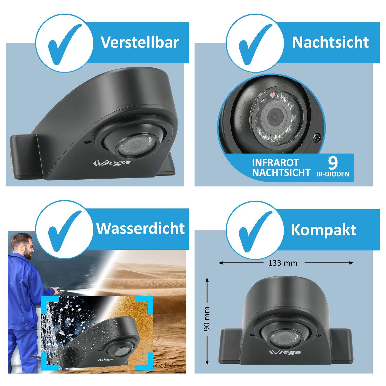 VSG24 7" Rückfahrkamera Set LOGISTIK | Kleintransporter-Set mit Kugelkopfkamera RVS-24136