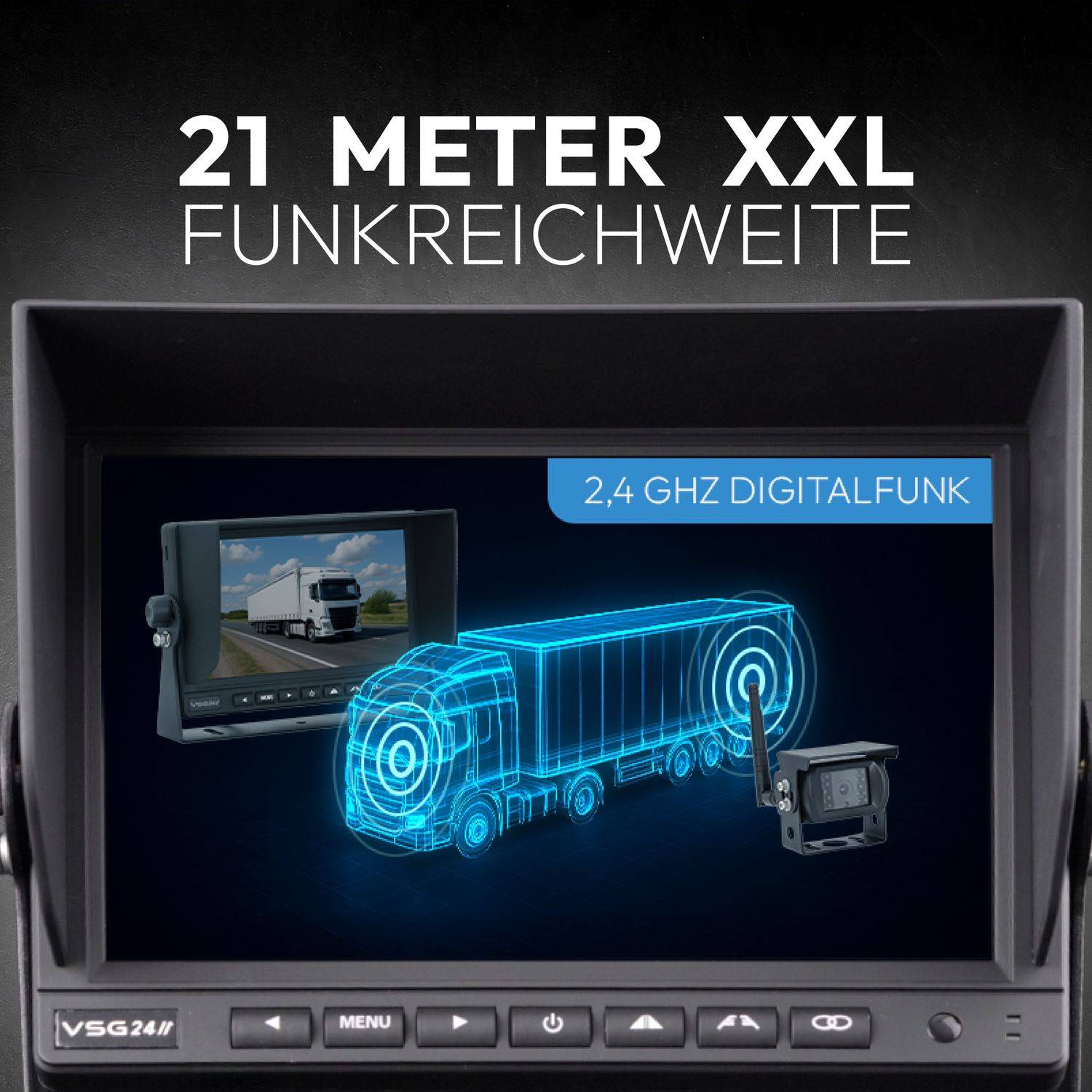 VSG24 7" FUNK-Set EVOLUTION HD mit 2 Kameras Wohnmobil & LKW bis 21 Meter RVS-24543