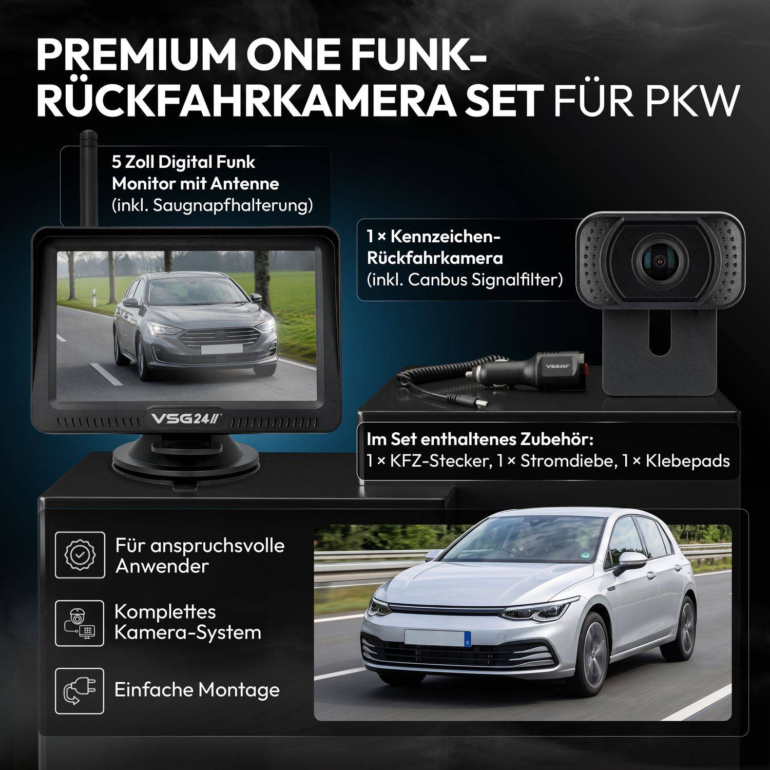 VSG24 5" FUNK-HD-Set PREMIUM ONE für PKW RVS-24147