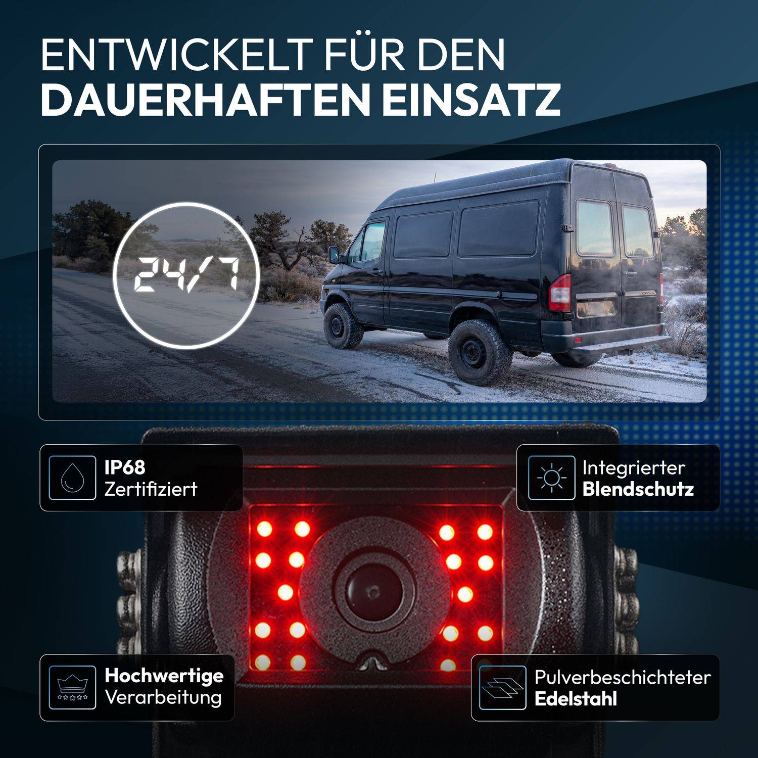 VSG24 7" Rückfahrkamera Set CAMPER | mit 2 Kameras für Wohnmobil 120° schwarz RVS-24500