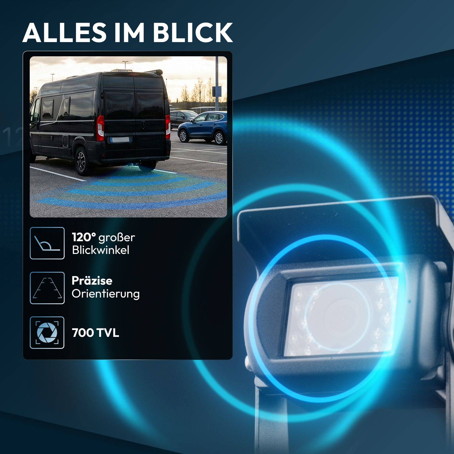 VSG24 7" Rückfahrkamera Set CAMPER | mit 2 Kameras für Wohnmobil 120° schwarz RVS-24500
